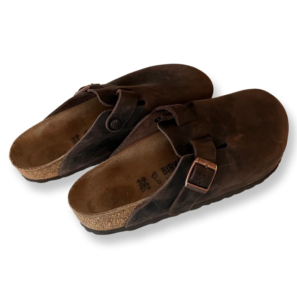 Birkenstock Boston Clog Brown Leather Suede Shoes Size 8US/ 39EUR